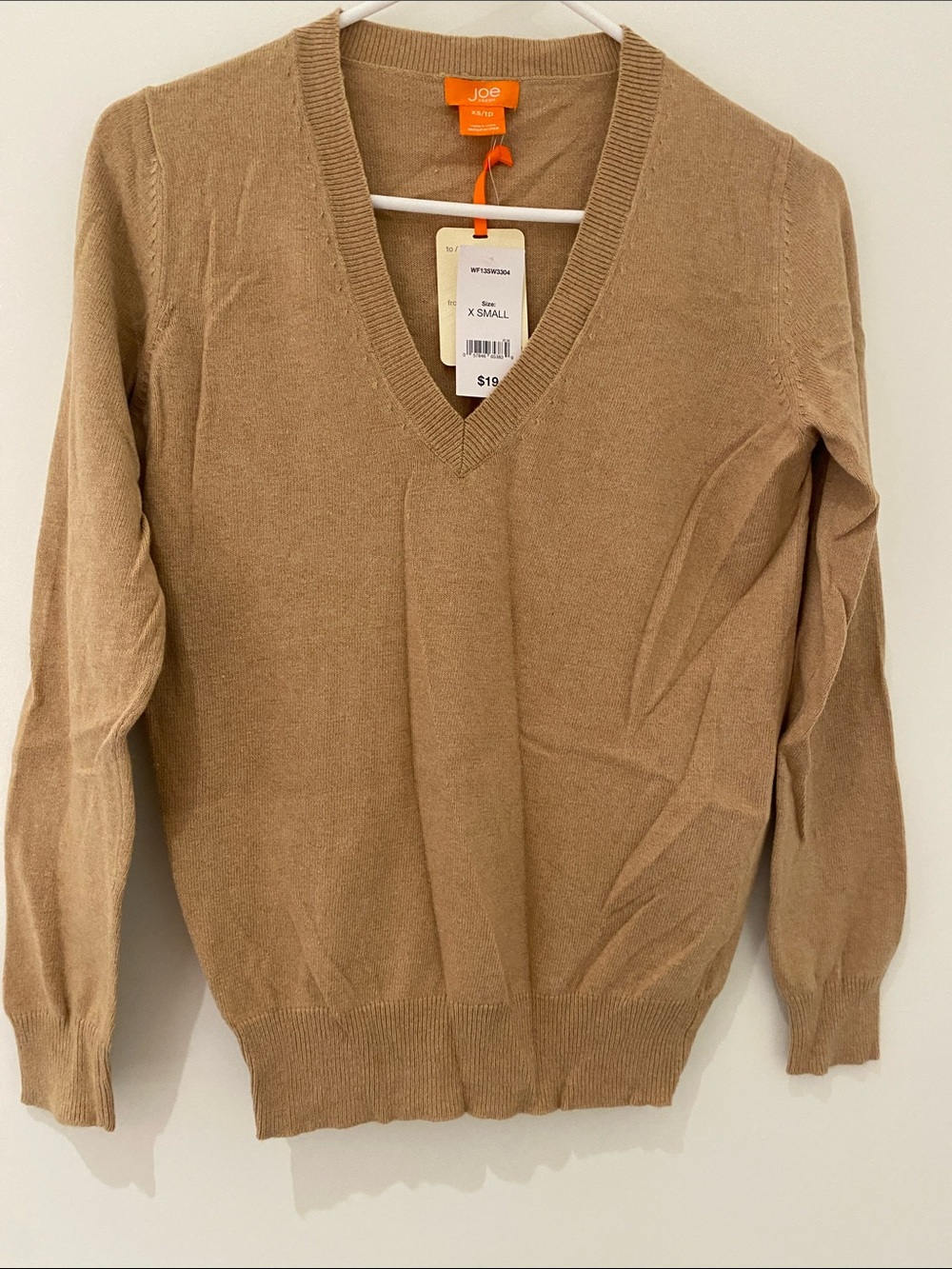 NWT Joe Fresh Long Sleeve V Neck Lightweight Sweater Tan XS